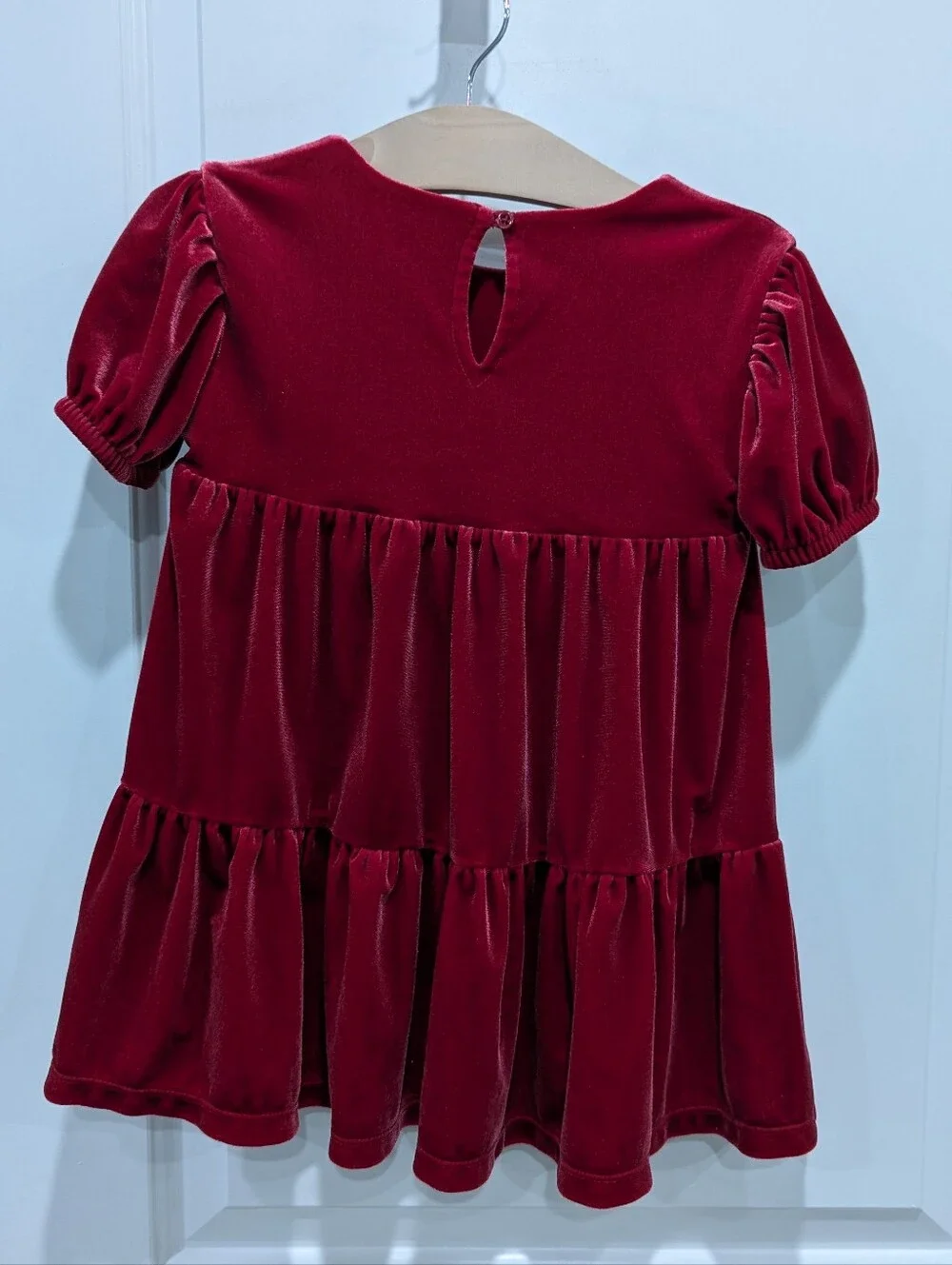 Gap Kids Cranberry Red Tiered Velour Dress Christmas Holiday Toddler Girl 3T 3